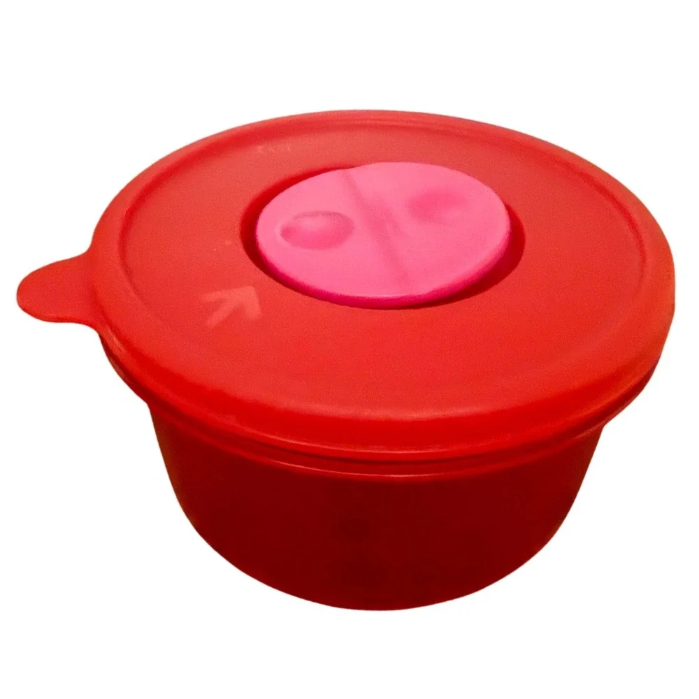 8 Piece Tupperware Vent N Serve Containers Set of 4 Red Pink White Made in USA